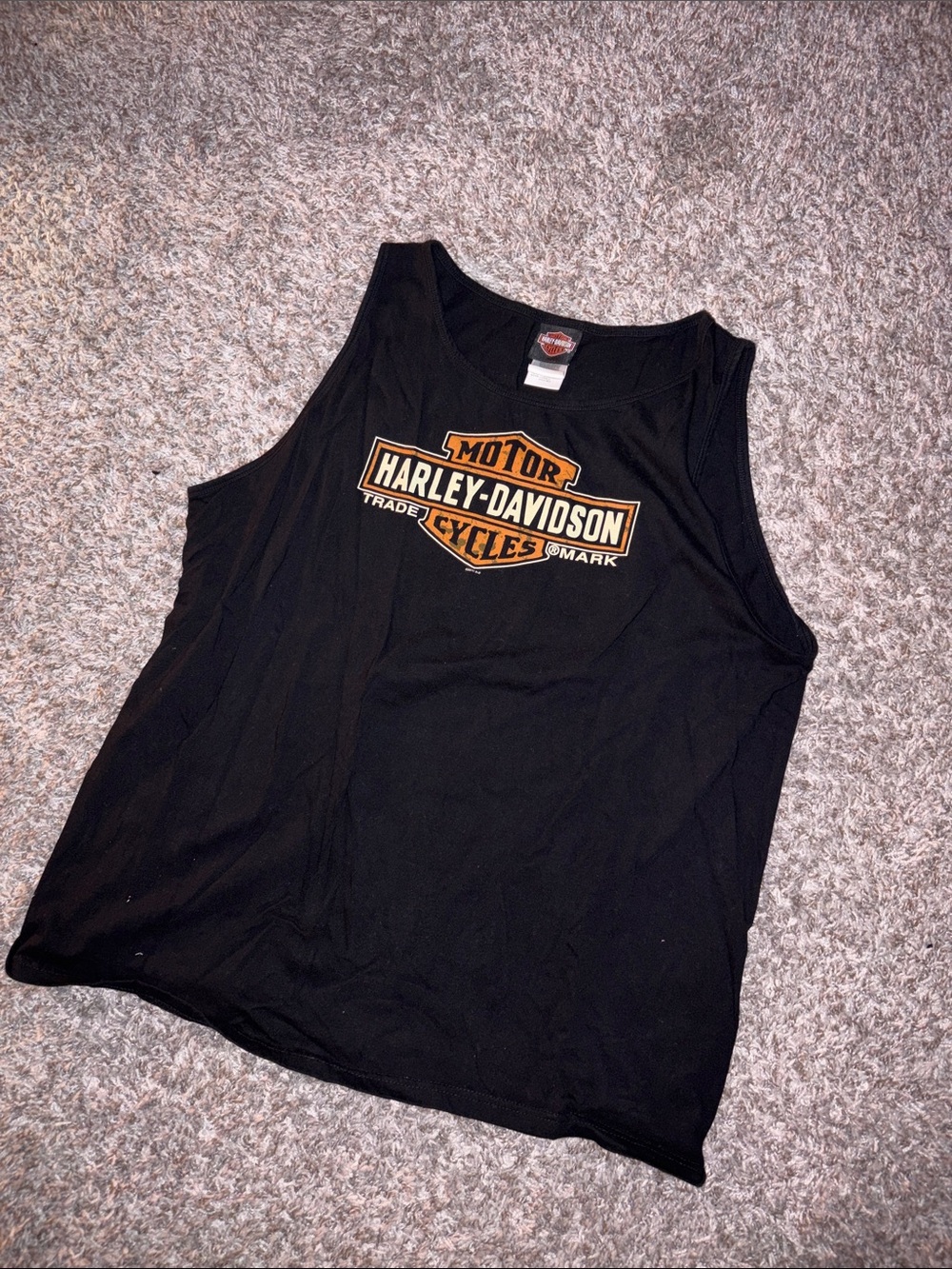 Harley-Davidson Black Tank with Orange and White Shield Logo